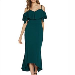 Quiz Ruffled High-Low Cold Shoulder Midi Dress